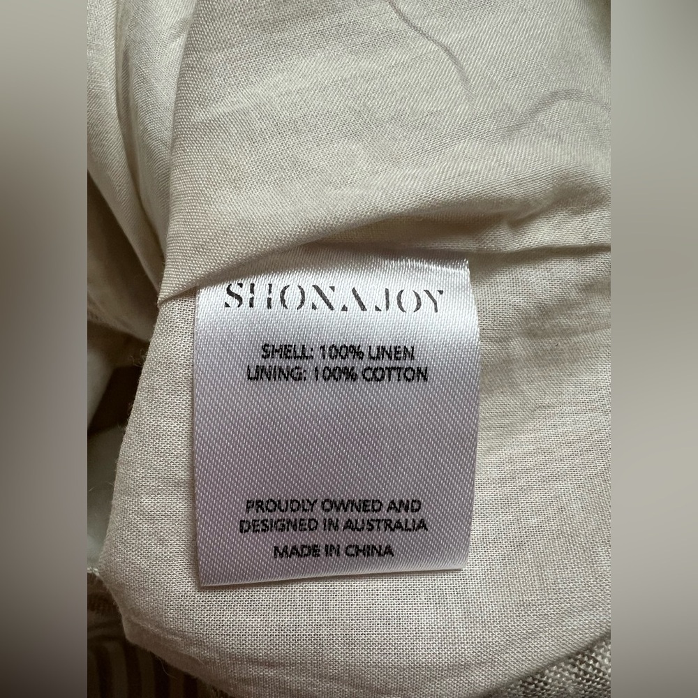 AU8/US4 Shona Joy Short Sleeve Linen Mini Dress Beige Striped REVOLVE $360 - Picture 9 of 9